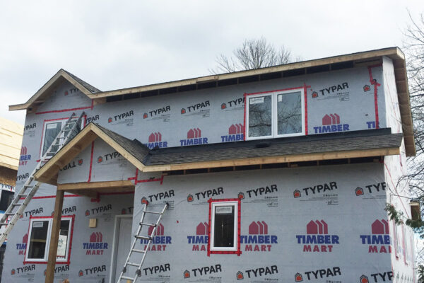 ladders leaning against residential home framing - J.R. Construction LTD - midland on