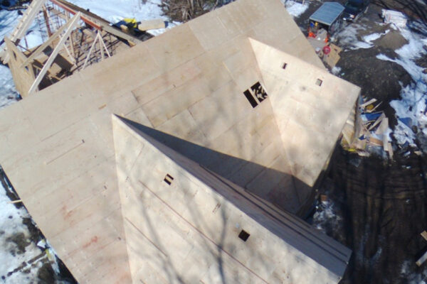 arial view photo of the framing of a roof of a home - J.R. Construction LTD - midland on